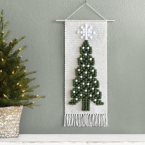 Crochet Christmas Tree Wall Hanging Pattern • Christmas Holiday Crochet Patterns • Evergreen Tree Wall Hanging Pattern