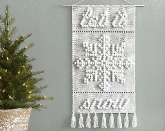Crochet Let it Snow Wall Hanging Pattern • Snowflake Wall Hanging • Crochet Christmas Patterns • Crochet Christmas Wall Hanging Pattern