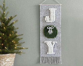 Crochet Joy Wall Hanging Pattern • Christmas Wreath Holiday Crochet Patterns • Joy to the World Wall Hanging Pattern