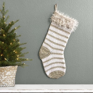Crochet Striped Stocking Pattern • Christmas Sock Patterns • Christmas Wall Hanging Crochet Pattern