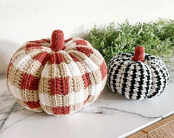 Crochet Fall Pumpkins Pattern Set • Gingham Plaid and Houndstooth Pumpkin Pattern • Crochet Pumpkin Pattern • Crochet Pumpkin Sets