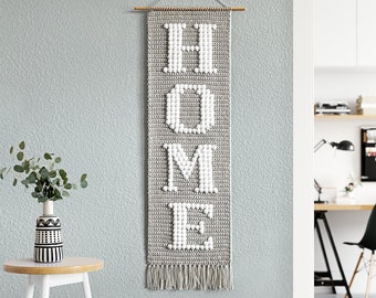 Patrón de tapiz de pared a crochet para el hogar • Monograma HOME • Patrón de tapiz de pared a crochet • Descarga digital en PDF