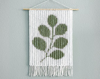 Crochet Ribbed Leaves Wall Hanging Pattern • Leaf Branches Wall Hanging • Plant Wall Hanging • Crochet Leaves Pattern