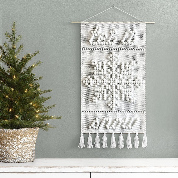 Crochet Let it Snow Wall Hanging Pattern • Snowflake Wall Hanging • Crochet Christmas Patterns • Crochet Christmas Wall Hanging Pattern