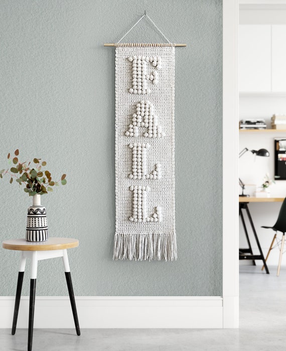 Crochet Fall Wall Hanging Pattern • Bobble Letters Monogram Wall Hanging • Wall Hanging Crochet Pattern