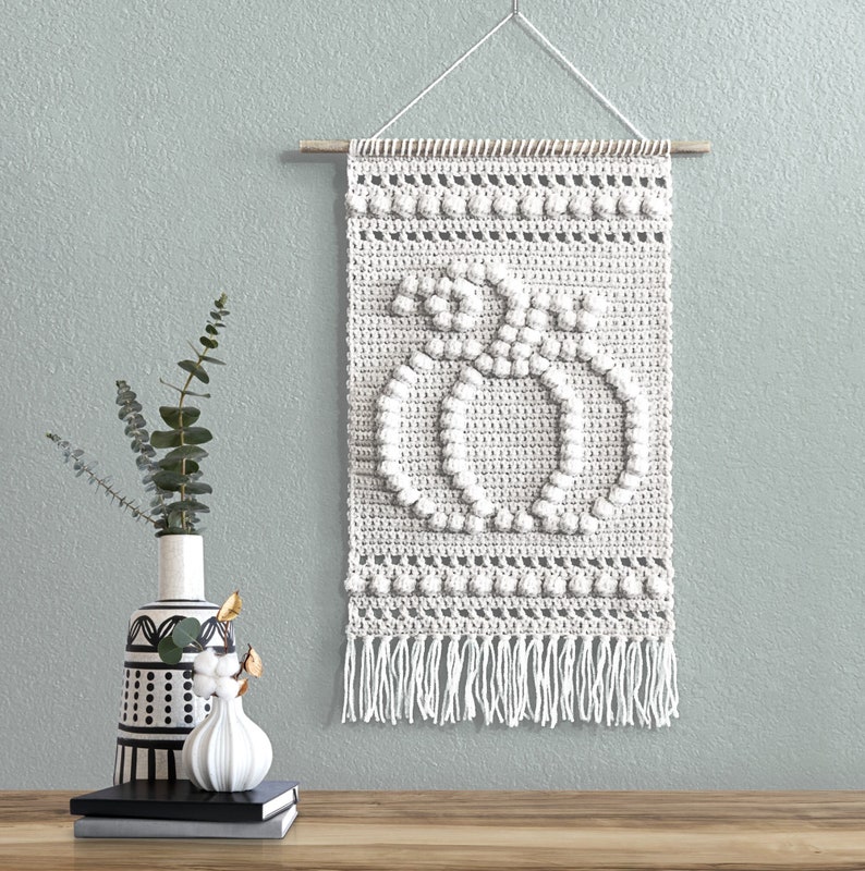 Crochet Pumpkin Wall Hanging Pattern Fall Wall Hanging Bobble Pumpkin Fall Decor Wall Hanging Crochet Pattern image 1