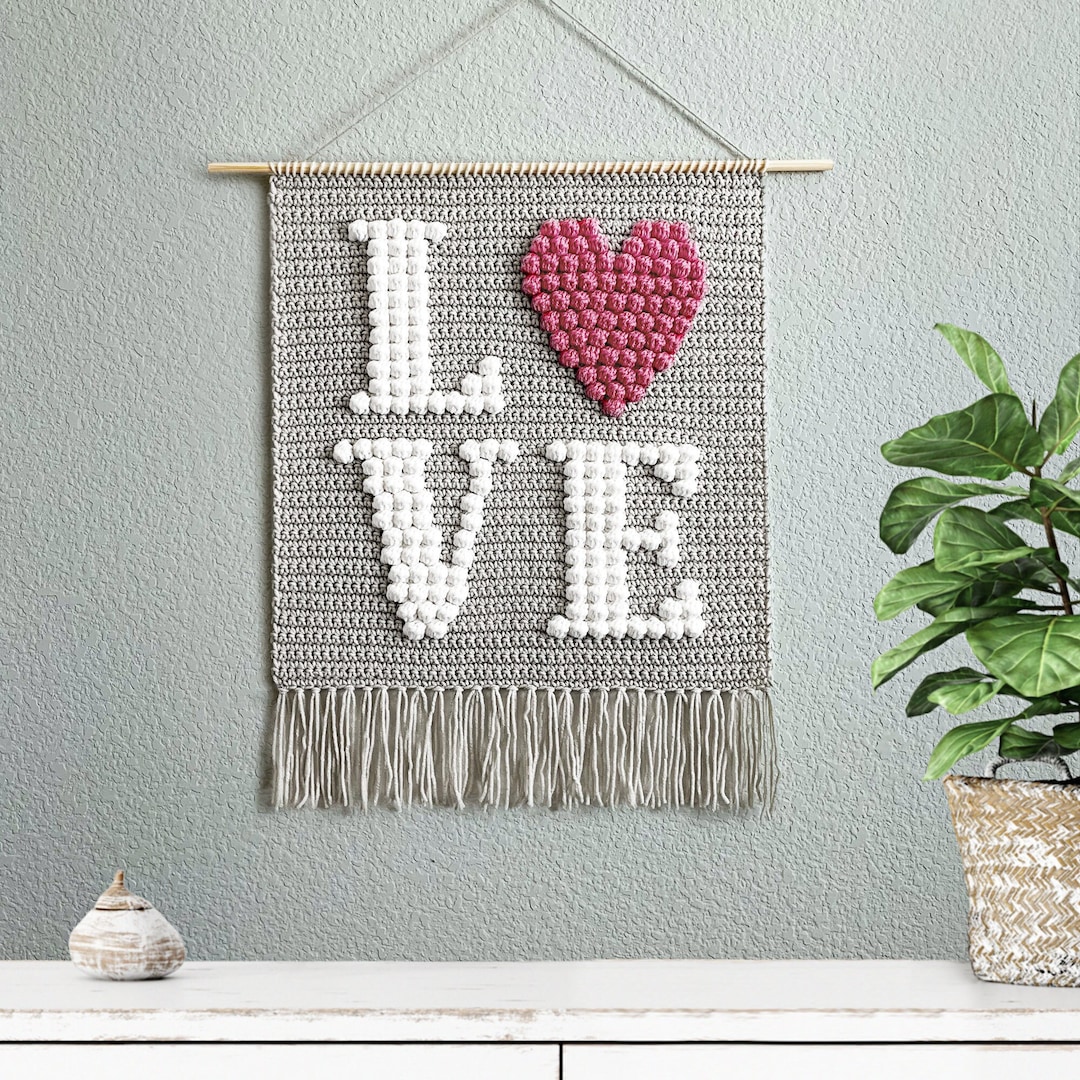 Crochet Love Wall Hanging Pattern Heart Crochet Wall Hanging Pattern