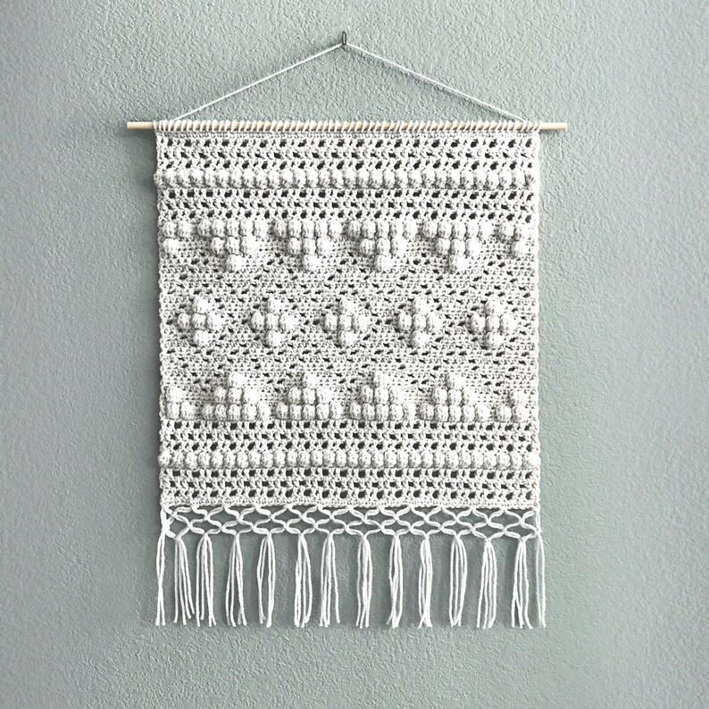 Crochet Diamond Macrochet Wall Hanging Pattern • Macrochet Wall Hanging ...