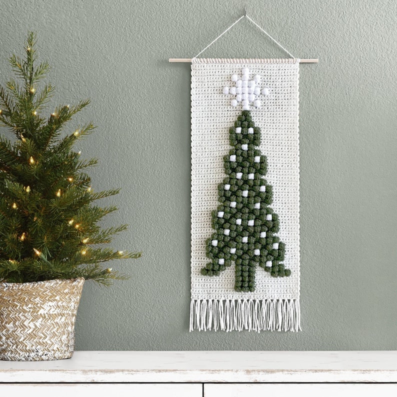 Crochet Christmas Tree Wall Hanging Pattern Christmas Holiday Crochet Patterns Evergreen Tree Wall Hanging Pattern image 1