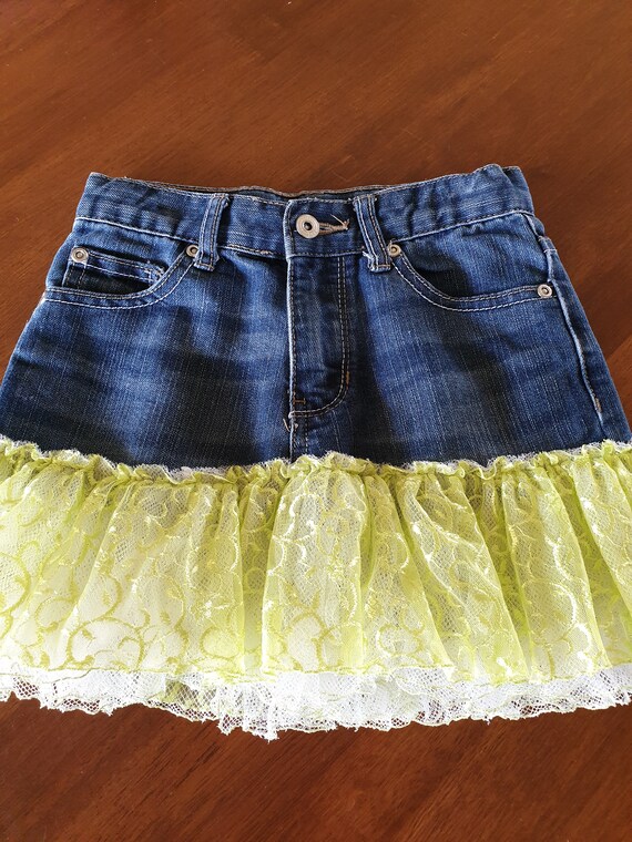 denim frill skirt