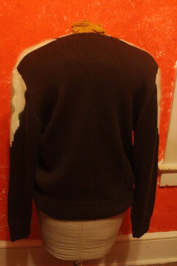 80's Asymmetric Brown Sweater with metallic and a… - image 7