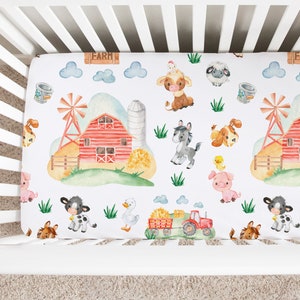 Farm Nursery Bedding, Farm animals crib bedding, Farm crib sheet, Barnyard Nursery, Gender neutral crib sheets, Farm baby gifts -FaB