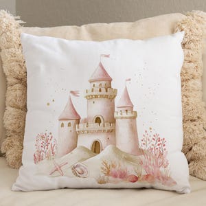Castle Pillow, Under the Sea Pillow, Square Pillow Cover for Girls Room, Mermaid Pillow cover, Mermaid Girls room decor, Mermaid Nursery 20E