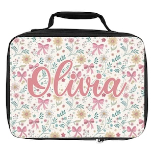 Personalized Coquette Bow lunchbox, Girls Lunch Box, Pink Coquette lunch bag, Kids back to school gift, Girl Ribbon lunchbox, insulated Bw4