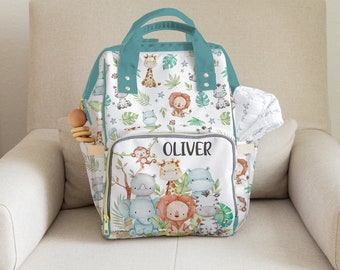 Personalized Safari diaper bag, Jungle backpack, Safari backpack, Custom baby backpack, Multiuse backpack, Jungle diaper bag - CuS
