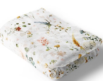 Vintage floral Blanket, Boho Baby Blanket, Wildflower Nursery Bedding, Blanket for girls, Floral Blanket, Botanical Blanket, Vintage - ViG