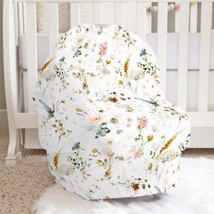 Floral Garden Carseat Cover, Floral Nursery, Wild Flowers Baby Gift, Floral Nursing Cover Up, Multiuse Baby Cover, Breast Feeding Cover  Vig