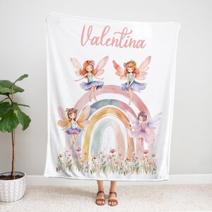 Personalized Fairy blanket, Rainbow blanket, Wildflowers blanket, Floral fairy nursery bedding, Fairy nursery, Fairy baby gift, Fairy garden
