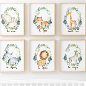 Safari nursery wall art, Jungle nursery decor, Boys room decor, Baby boy nursery prints, Nursery animals art, Baby Animals set of 6 prints