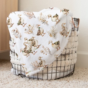 Ducks baby blanket, Boho duck blanket, Mallard duck blanket, Duck baby bedding, Duck hunting nursery, Duck crib bedding, Boho floral Duck