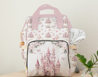 Princess diaper bag, Castle diaper bag, Multiuse backpack, Girl diaper bag, new mom gift, Fairy diaper bag, Princess backpack - LiPr