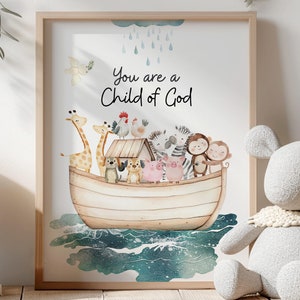 Arche Noah Wandkunst, Kind Gottes Nursey Druck, Kinder Bibel Vers Wandkunst, christliche Wandkunst, Bibel Vers Druck, christliches Kinderzimmer Dekor