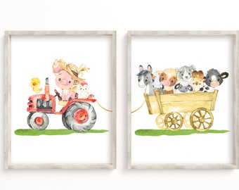 DIGITALER DOWNLOAD - Kinderzimmer Wandbild, Tiere auf dem Bauernhof, Wandbild Baby, Wandbild Baby, Tierzimmer Poster, Bilder Druck, DIGITAL DOWNLOAD - FaB