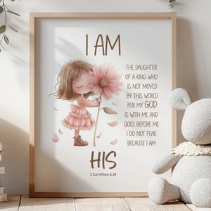 Eu sou uma filha do rei arte de parede, arte de parede com versículos da Bíblia, arte de parede cristã, impressão das Escrituras, impressão de versículos da Bíblia - DOWNLOAD DIGITAL