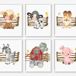 Farm Animals print, Farm nursery art, Boys room decor, Baby boy nursery prints, Playroom Print  Set of 6 prints - DIGITAL DOWNLOAD - 11D