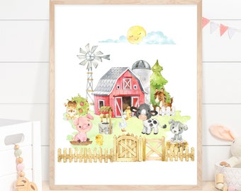 Farm Animals wall art, Gender Neutral nursery wall art, Farm Nursery Decor, Farm Animals Nursery, Farm Nursery print, DIGITAL DOWNLOAD - FaB