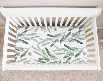 olive leaf crib sheet
