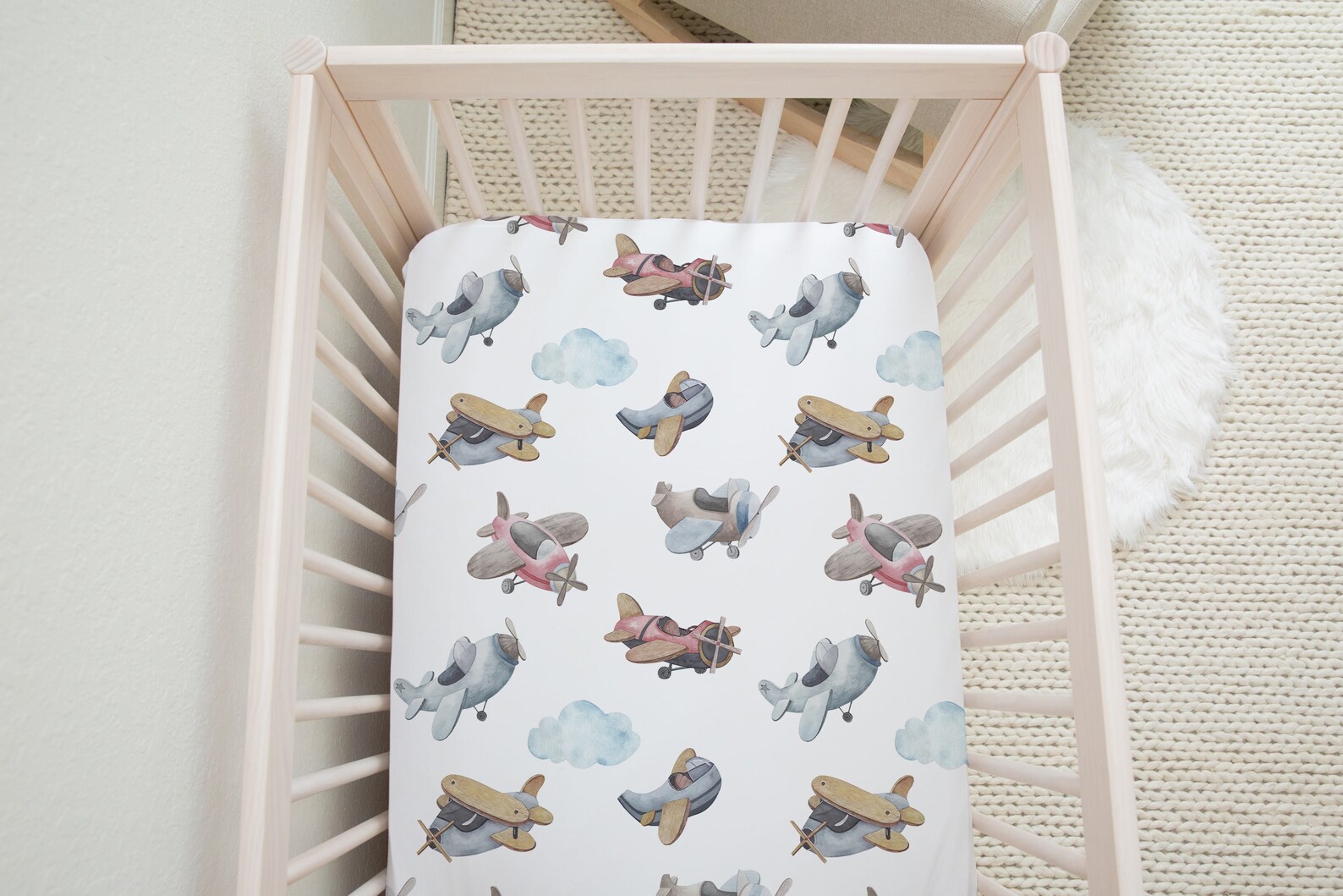 Airplanes Crib Sheet Aviator Nursery Bedding Airplanes Crib Etsy