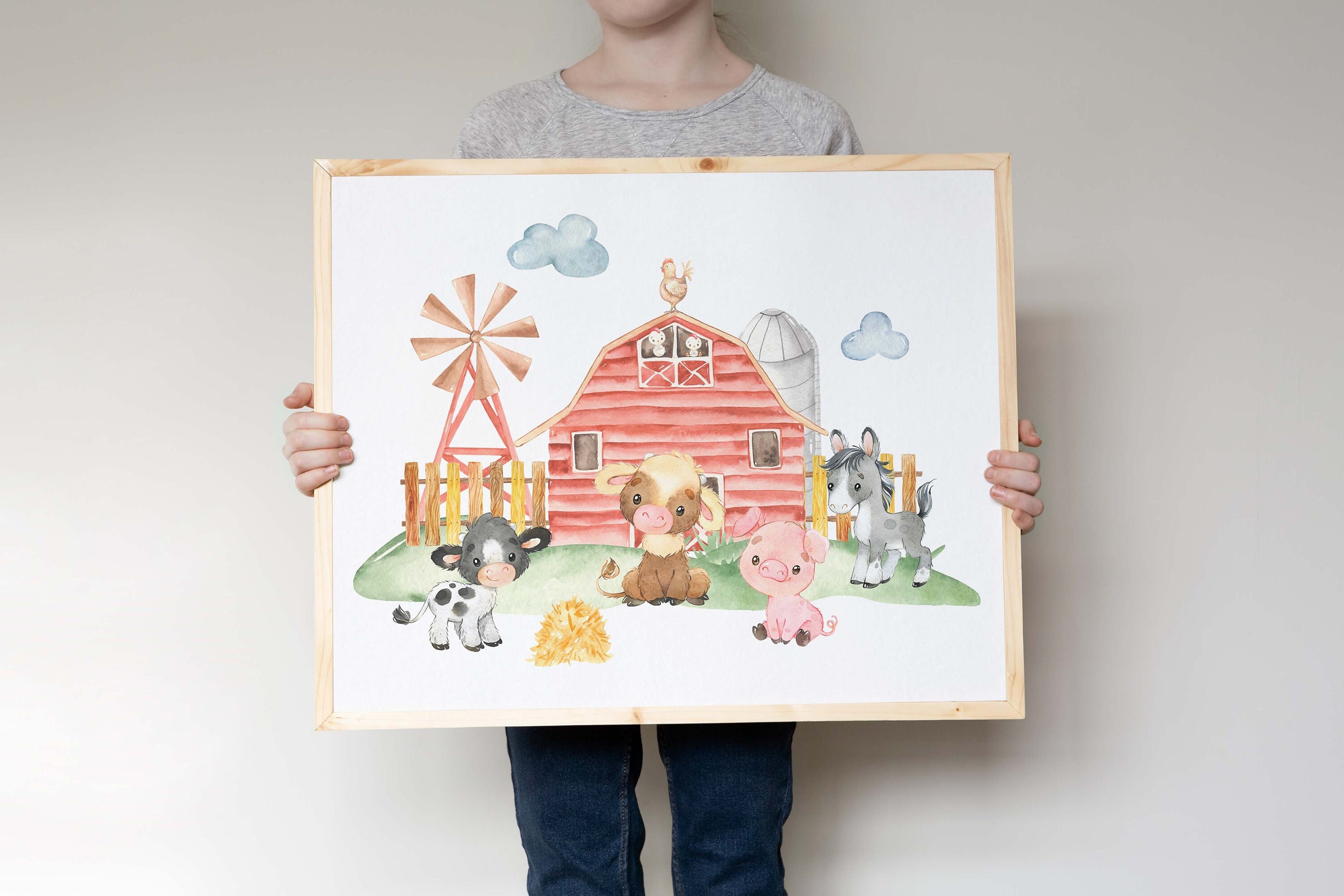 Farm Animals Wall Art Gender Neutral Nursery Wall Art Farm Etsy