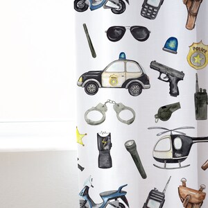 Police Curtain, Single Panel, Police nursery decor, Policeman curtain, Nursery curtains for boy, Baby boy curtains, Police car curtain - LiP