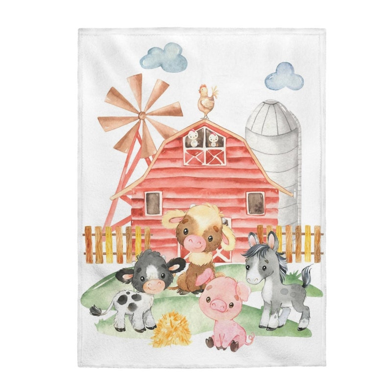Farm Animals Baby Blanket Barnyard Nursery Bedding Farm Etsy