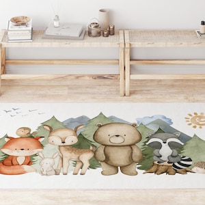 Woodland animals rug, Forest nursery rug, Woodland nursery decor, Rugs for kids, Area rug for boys room - MaF