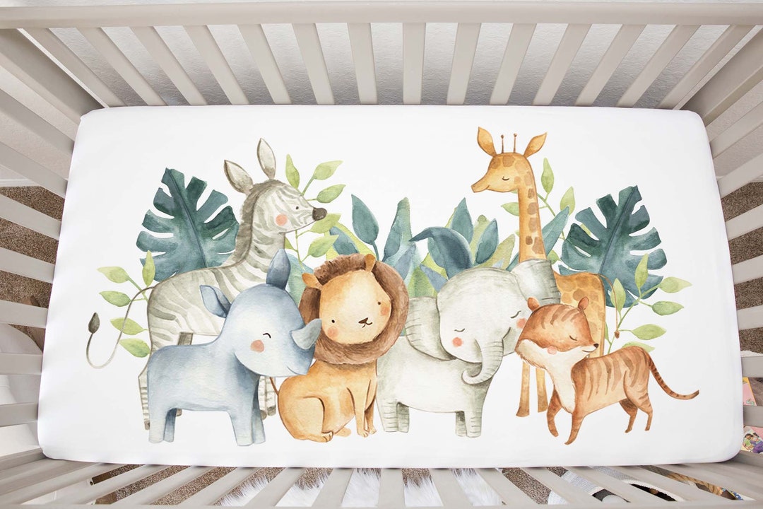 Safari Nursery Bedding, Safari Animals Crib Bedding, Jungle Mini Crib