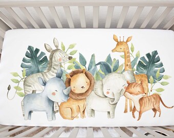 Safari Nursery Bedding, Safari Animals Crib Bedding, Jungle Mini Crib Sheet, Safarinursery, Gender Neutral Crib Sheets, Zoo Crib Sheet - Baa