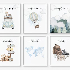 Explore nursery wall art, Travel nursery print, Boys room decor, Baby boy nursery prints, Adventure Set of 6 prints - DIGITAL DOWNLOAD