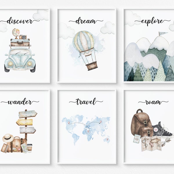 Explore nursery wall art, Travel nursery print, Boys room decor, Baby boy nursery prints, Adventure Set of 6 prints - DIGITAL DOWNLOAD