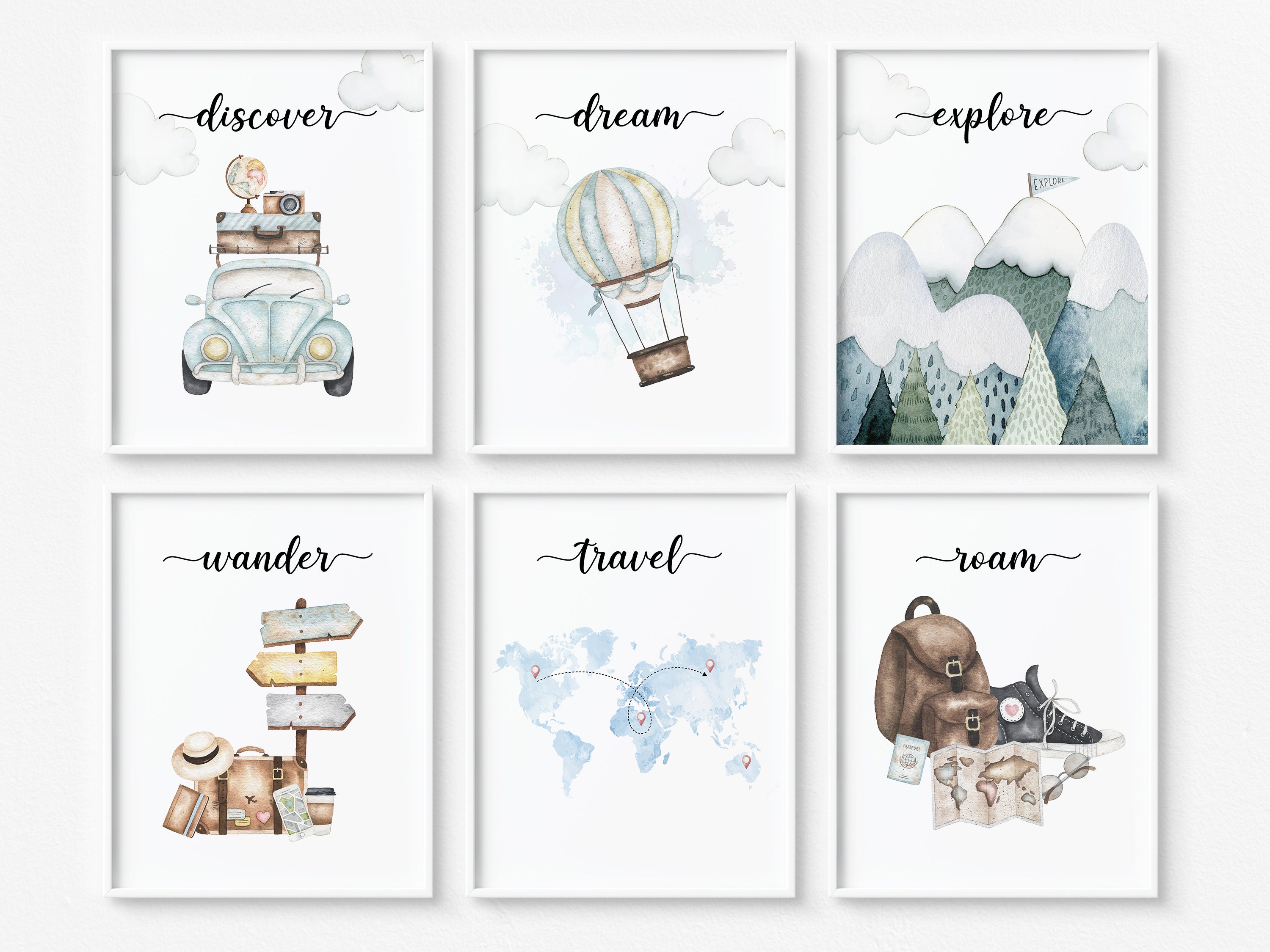 Explore nursery wall art, Travel nursery print, Boys room decor, Baby boy nursery prints, Adventure Set of 6 prints - DIGITAL DOWNLOAD