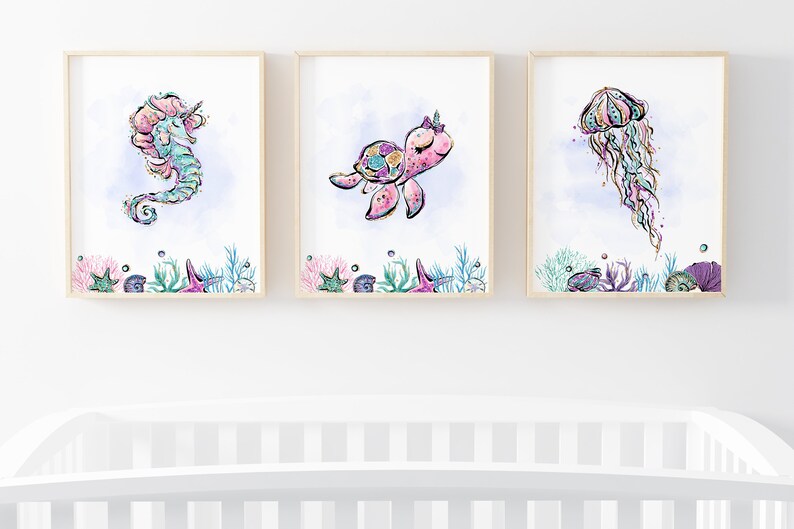 Under the Sea Nursery Girl Prints Ocean Girls Room Wall Art Etsy