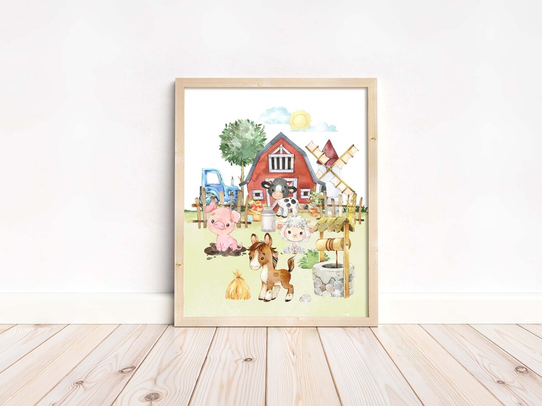 Farm Animals Wall Art, Gender Neutral Nursery Wall Art, Farm Nursery ...
