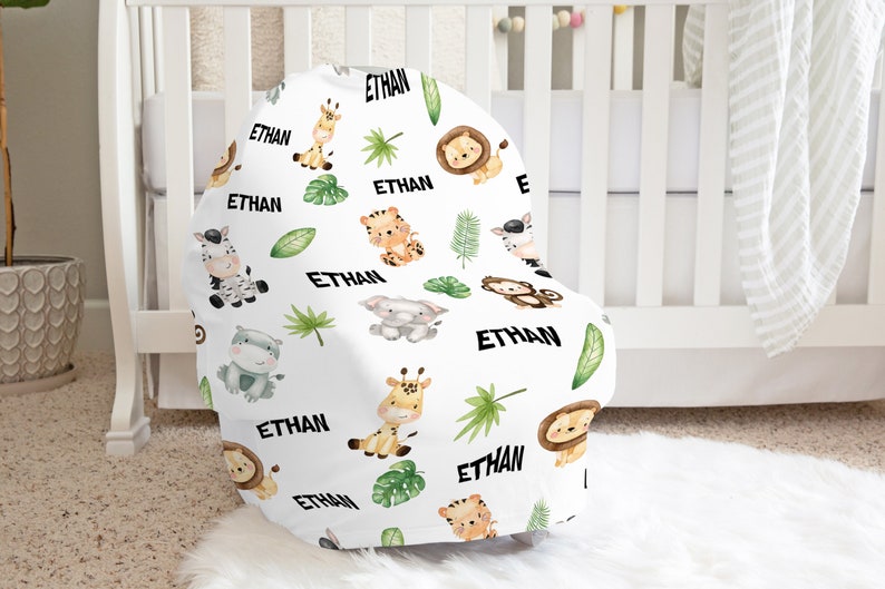 Nursing Cover Up Sae Multi Use Breastfeeding Cover Jungle Carseat Canopy Personalized Car Seat Cover Boys Safari Baby Gift