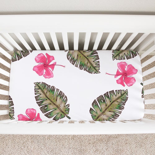 Hibiscus Nursery Crib Sheet Floral Nursery Bedding Tropical Etsy