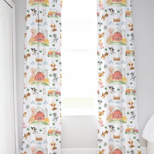 Farm nursery Curtain, Barnyard nursery curtain, Farm nursery decor, Barnyard nursery, Farm room decor, Kids room curtains single Panel - FaB