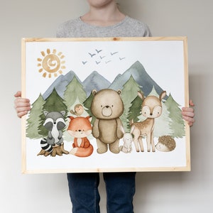 Woodland Animals nursery wall art, Baby PRINTABLE art, Woodland kids room wall decor, Gender Neutral nursery wall art - DIGITAL DOWNLOAD MaF