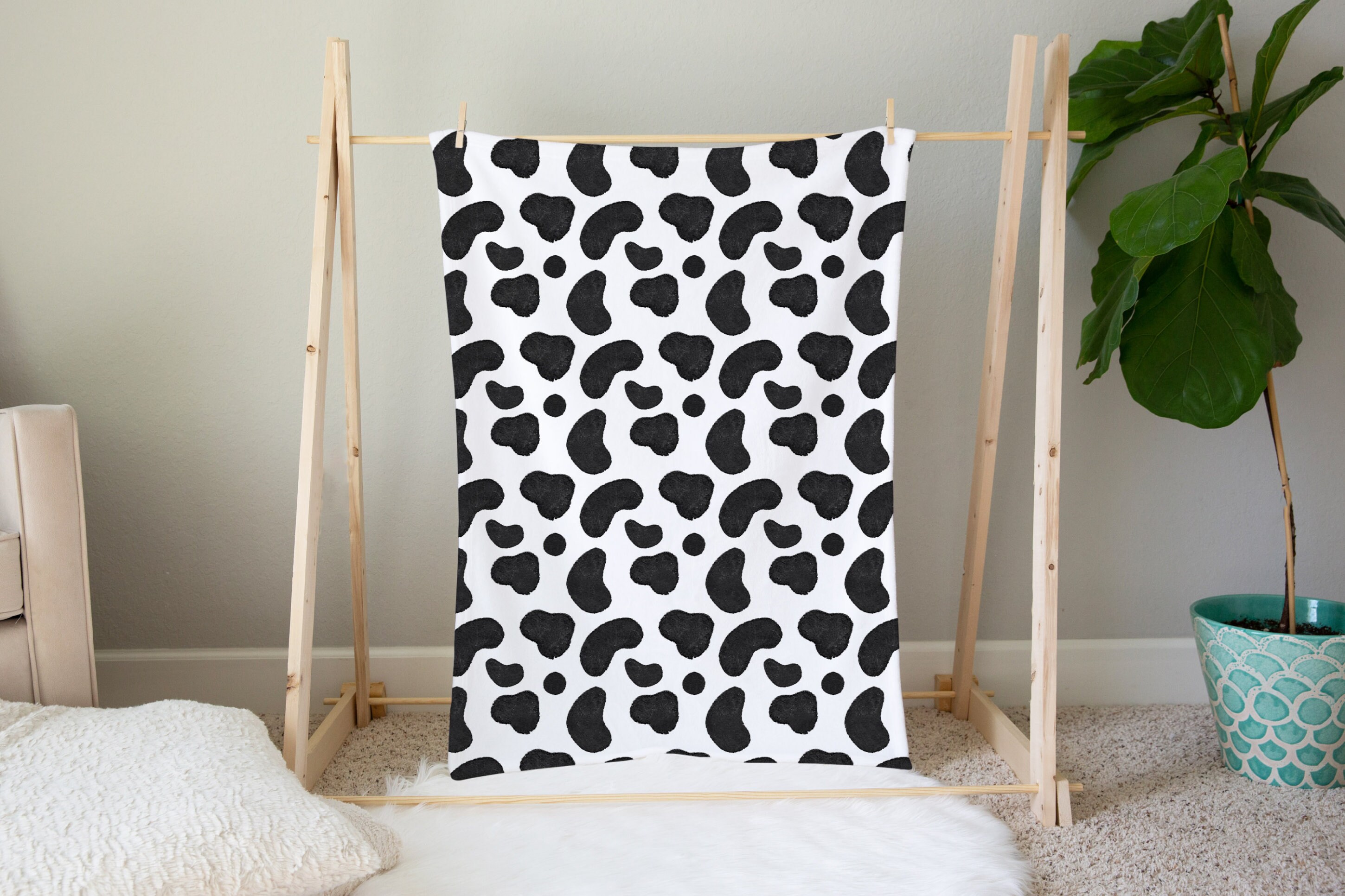 Cow Print Blanket Farm Nursery Bedding Cow baby blanket Etsy