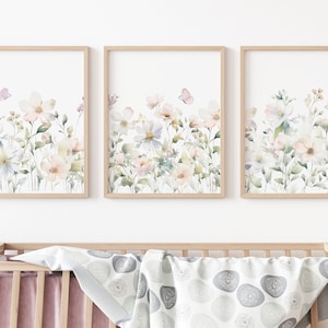Wildflower wall art, Floral Nursery Decor, Wildflower nursery art, Wildflower prints, Boho nursery art, Girl nursery decor, Floral wall art