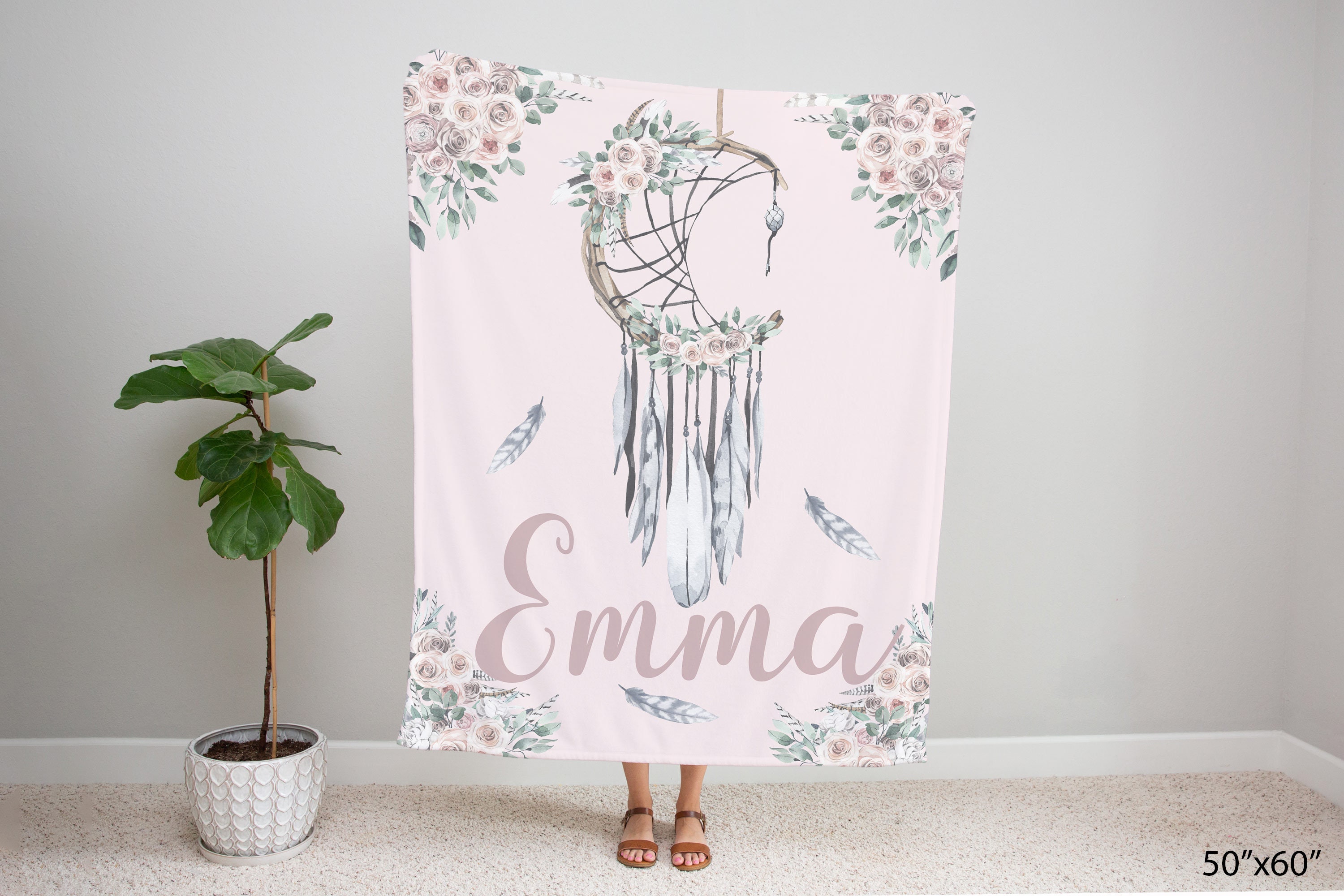 Dream Catcher Personalized Minky Baby Blanket, Personalized Baby Gifts
